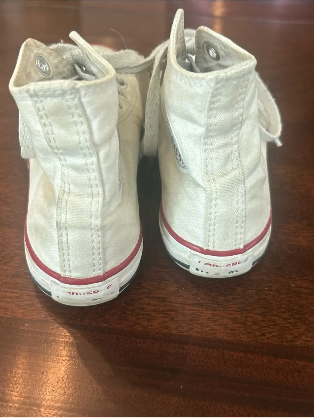 Converse Kids Cream High-Top Sneakers with Red Trim